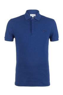 Синяя хлопковая футболка поло Lacoste