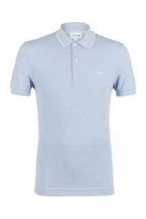 Голубая хлопковая футболка поло Lacoste