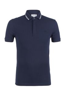 Синяя хлопковая футболка поло Lacoste