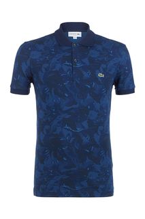 Синяя хлопковая футболка поло Lacoste