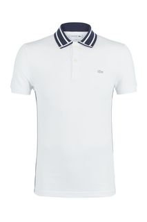 Хлопковая футболка поло с декоративными нашивками Lacoste