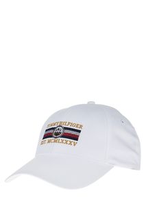 Белая бейсболка из хлопка с вышивкой Tommy Hilfiger