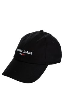 Черная бейсболка из хлопка с логотипом бренда Tommy Jeans