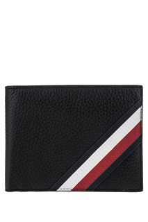 Черное кожаное портмоне с двумя отделами для купюр Tommy Hilfiger