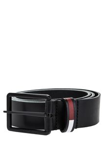 Черный ремень из гладкой кожи Tommy Jeans
