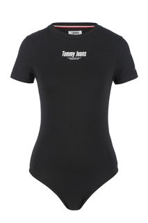 Футболка-боди из хлопка черного цвета Tommy Jeans
