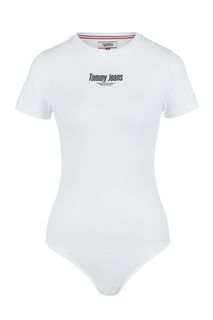 Футболка-боди из хлопка белого цвета Tommy Jeans