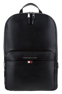 Вместительный кожаный рюкзак черного цвета Tommy Hilfiger