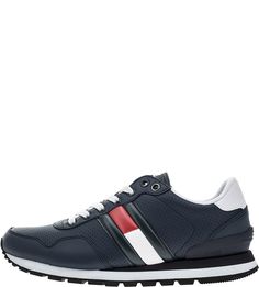 Синие кроссовки с кожаными вставками Tommy Jeans