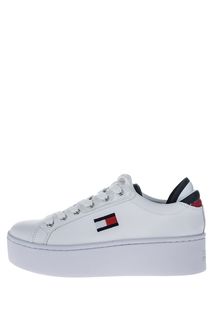 Белые кожаные кеды на платформе Tommy Jeans