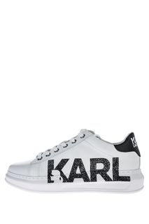 Белые кожаные кроссовки на платформе Karl Lagerfeld