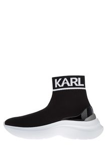 Высокие текстильные кроссовки черного цвета Karl Lagerfeld