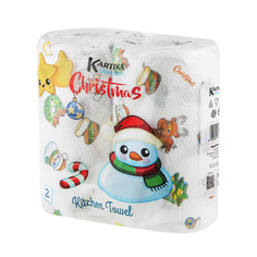 Полотенце кухонное World cart christmas 2 слоя 2 руллона
