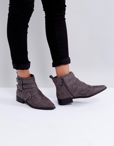 Ботинки с заклепками и пряжками Miss KG-Серый