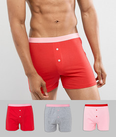 3 трикотажных боксеров (красный/розовый) ASOS-Мульти