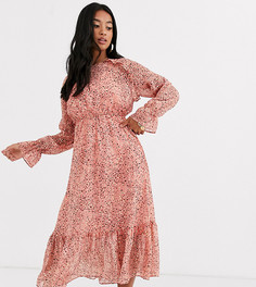 Платье-рубашка миди с длинными рукавами и цветочным принтом Y.A.S Petite-Розовый