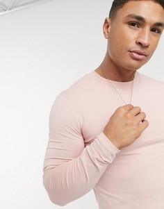 Розовый обтягивающий лонгслив с круглым вырезом ASOS DESIGN