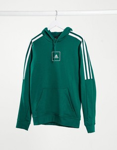 Худи зеленого цвета с 3 полосками adidas-Зеленый