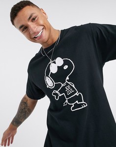 Черная oversized-футболка с принтом New Look-Черный