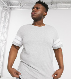 Длинная светло-серая футболка с полосками на рукавах Only & Sons-Серый