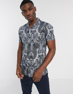Белая рубашка с принтом и короткими рукавами Jack & Jones Premium-Белый