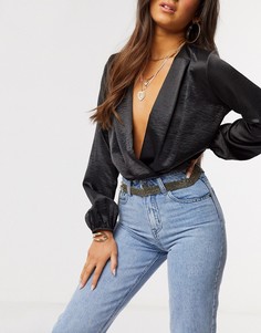 Золотистая цепочка на пояс с черными стразами ASOS DESIGN-Золотой