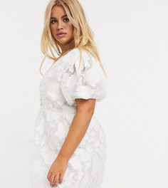 Фактурное приталенное чайное платье Skylar Rose Plus-Белый