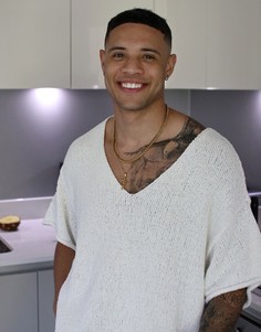 Белая футболка в стиле oversized с v-образным вырезом ASOS DESIGN-Белый