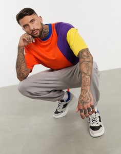 Oversized-футболка в стиле колор блок из органического хлопка ASOS DESIGN-Оранжевый