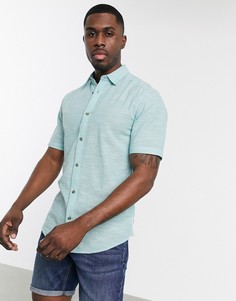 Фактурная приталенная рубашка мятного цвета с короткими рукавами Only & Sons-Зеленый