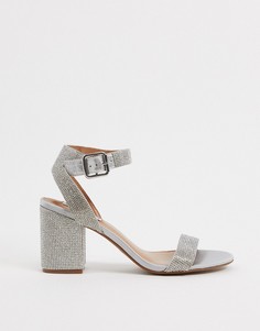 Босоножки на среднем каблуке со стразами Steve Madden-Серебряный