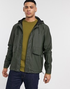 Зеленое короткое пальто с капюшоном Rains-Зеленый