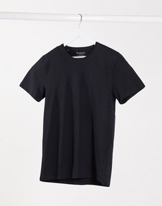 Черная футболка в полоску из хлопка пима Selected Homme "The Perfect Tee"-Черный