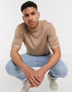 Коричневая трикотажная футболка Topman-Коричневый