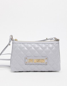 Серая стеганая сумка через плечо Love Moschino-Серый