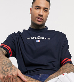 Футболка oversized из органического хлопка с принтом и вставками ASOS DESIGN Tall-Темно-синий