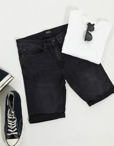 Черные джинсовые шорты с рваной отделкой Burton Menswear-Серый