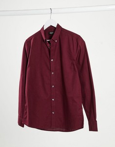 Бордовая оксфордская рубашка с длинными рукавами Burton Menswear-Красный