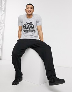 Футболка с принтом символа мира Love Moschino-Серый