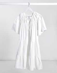 Белое поплиновое платье мини Topshop-Белый