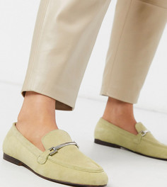 Зеленые кожаные лоферы с цепочками ASOS DESIGN Wide Fit-Зеленый