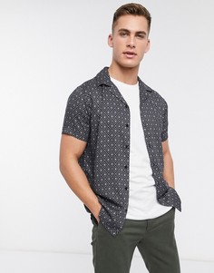 Черная рубашка с короткими рукавами и принтом Jack & Jones Premium-Черный