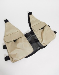 Светло-коричневая сумка на грудь с прорезиненной вставкой ASOS DESIGN-Светло-коричневый