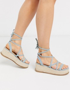 Джинсовые сандалии на платформе с завязкой ASOS DESIGN-Синий