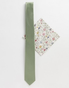 Платок для нагрудного кармана с принтом "либерти" и однотонный галстук Gianni Feraud-Зеленый