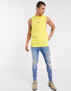 Желтая органическая футболка без рукавов с глубокими проймами ASOS DESIGN-Желтый