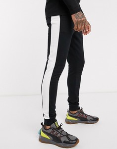 Черные джоггеры скинни с полосками по бокам ASOS DESIGN-Черный