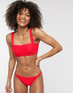 Красные бразильские плавки бикини в рубчик Seafolly-Красный