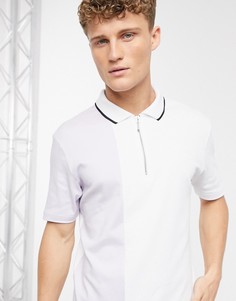 Белое поло со вставками колор блок River Island-Белый