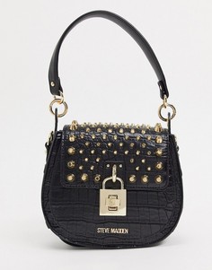 Черная сумка через плечо из искусственной крокодиловой кожи с заклепками Steve Madden-Черный